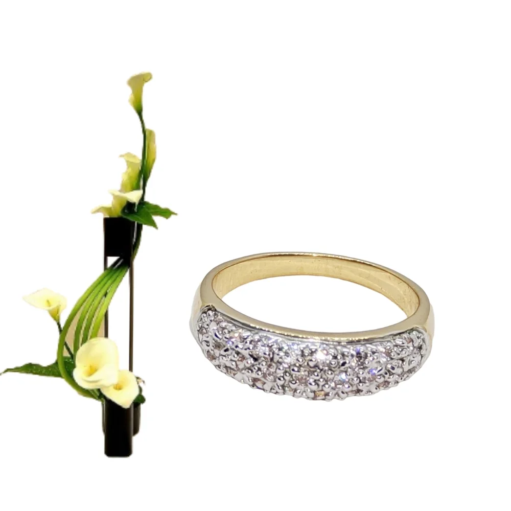 Clear CZ Stones Unisex Gold Plated Ring. Size 10.75. NWOT